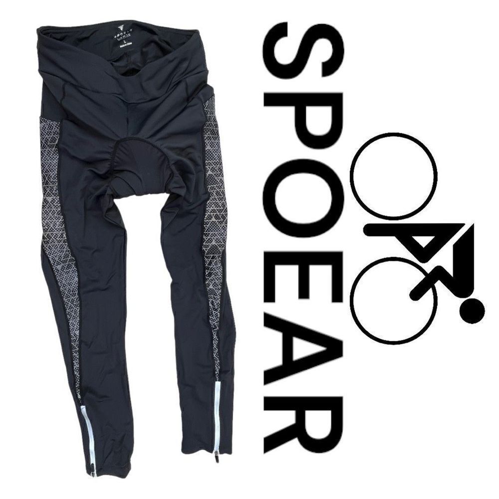 Spoear Women's Ankle Zip High Waisted Padded Biking Leggings Black Size Large